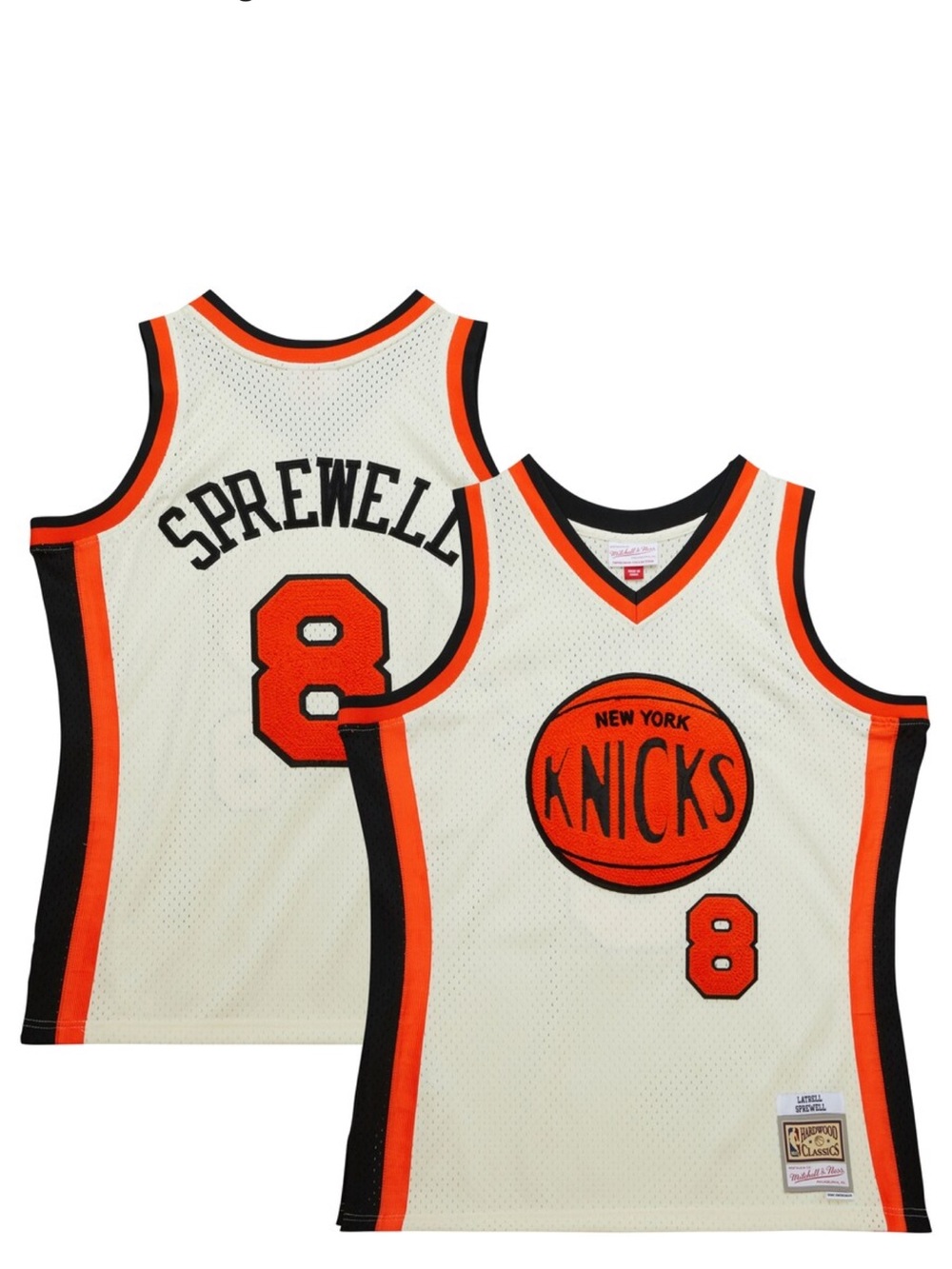 Men's New York Knicks Latrell Sprewell Mitchell & Ness Cream Swingman Jersey